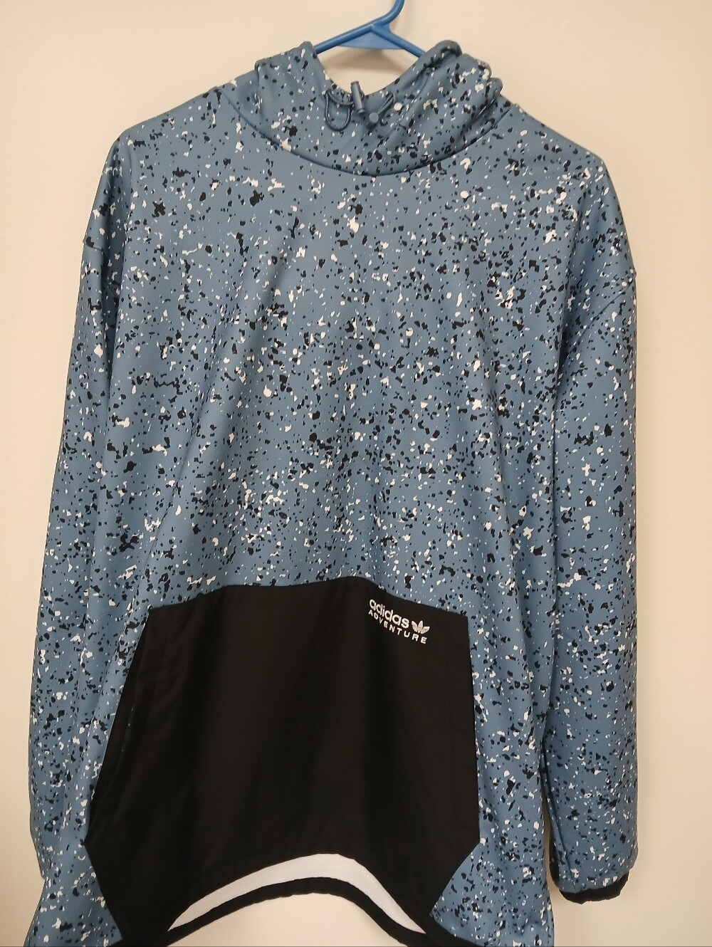 adidas Blue Speckled Hoodie with Black Front Pocket